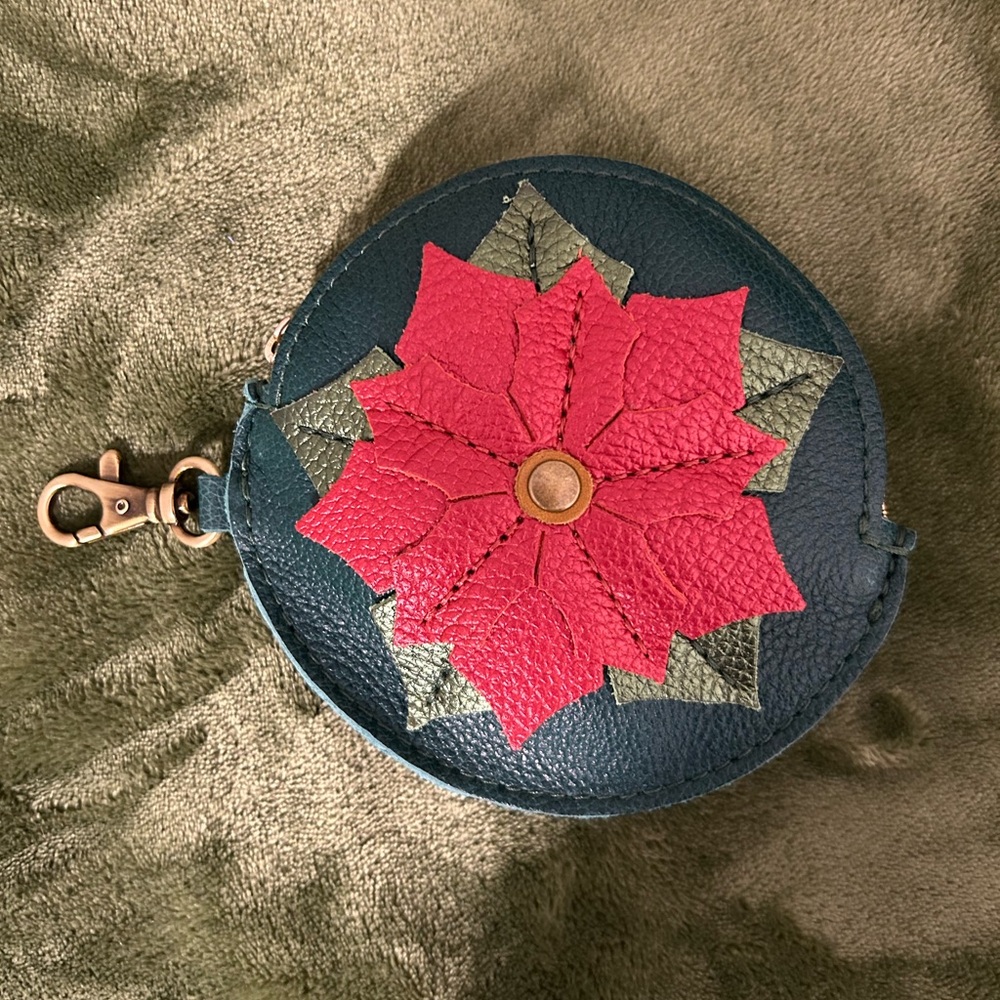 Portland Leather Goods Poinsettia Holiday Pouch